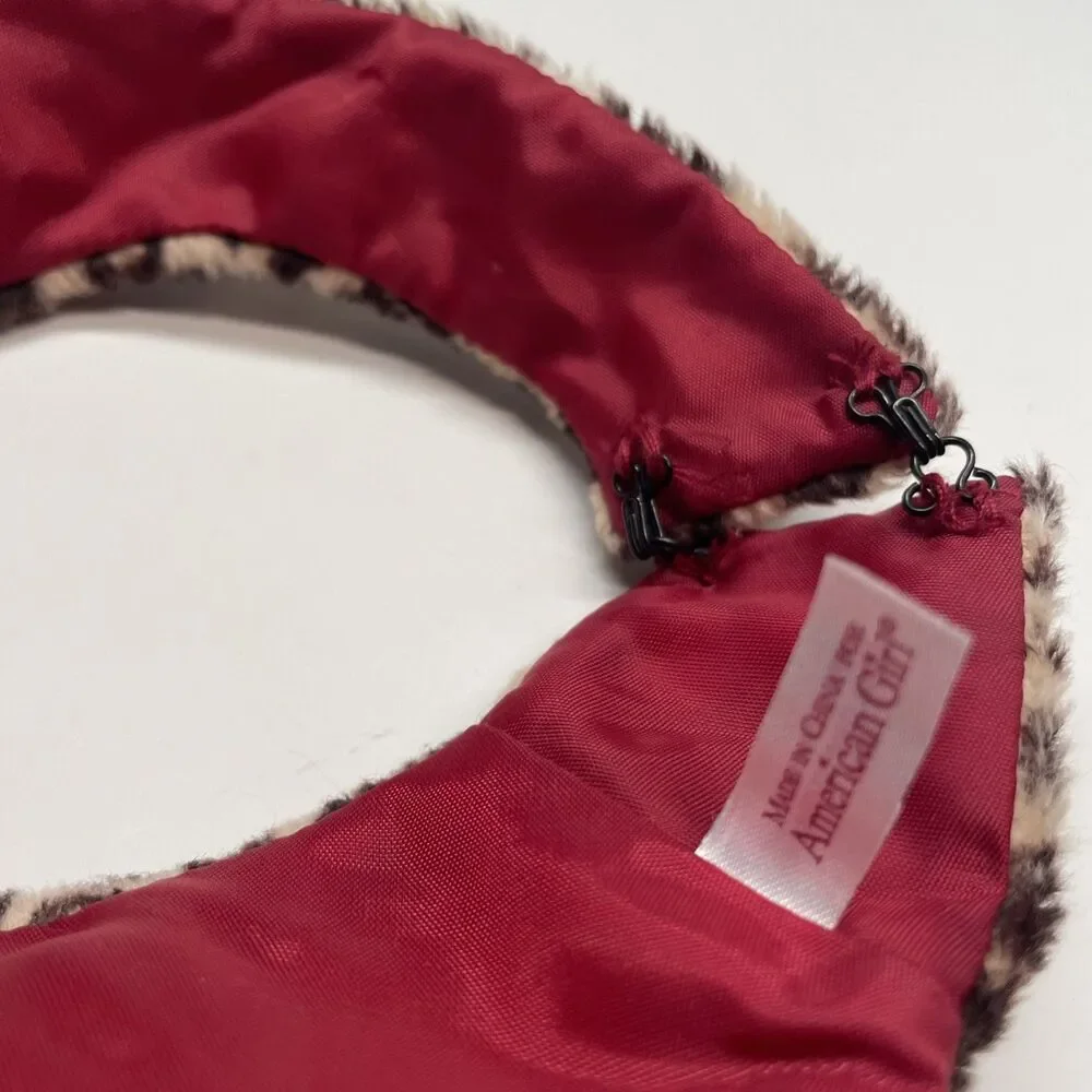 American Girl Doll Leopard Faux Fur Collar - Chocolate Cherry Outfit Accessory